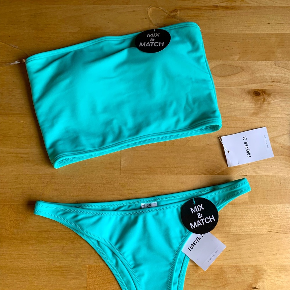 Forever21 strapless bikini with cheeky bottoms NWT